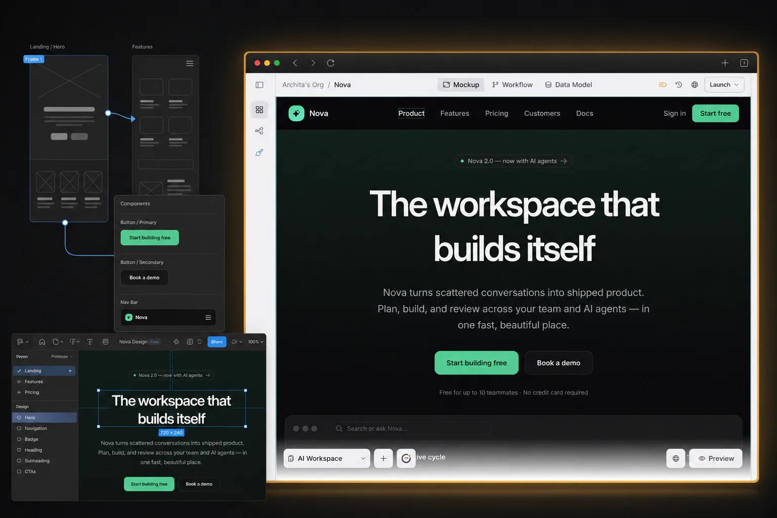 Orbit building and previewing a founder's first working app